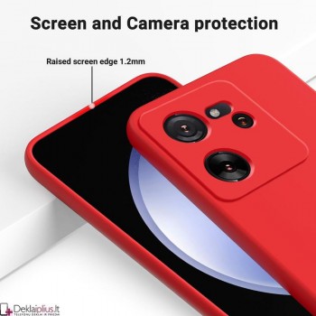 Liquid Air silikoninis dėklas su kameros apsauga - raudonas (Xiaomi 13T/13T Pro)